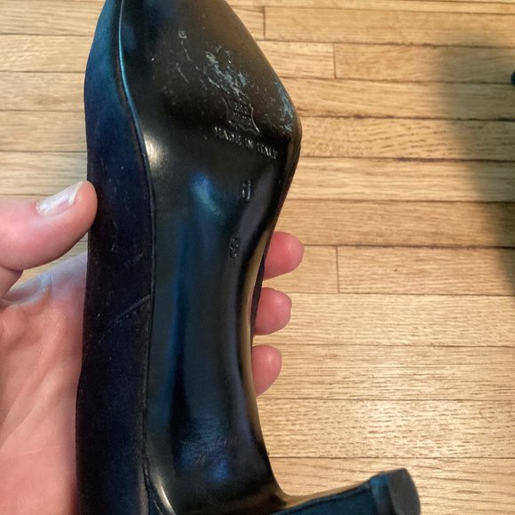 David Evins Vintage Black Satin Heels - Picture 5 of 7